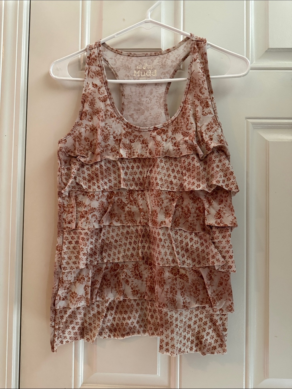 Mudd Pink Floral Ruffle Tank Top